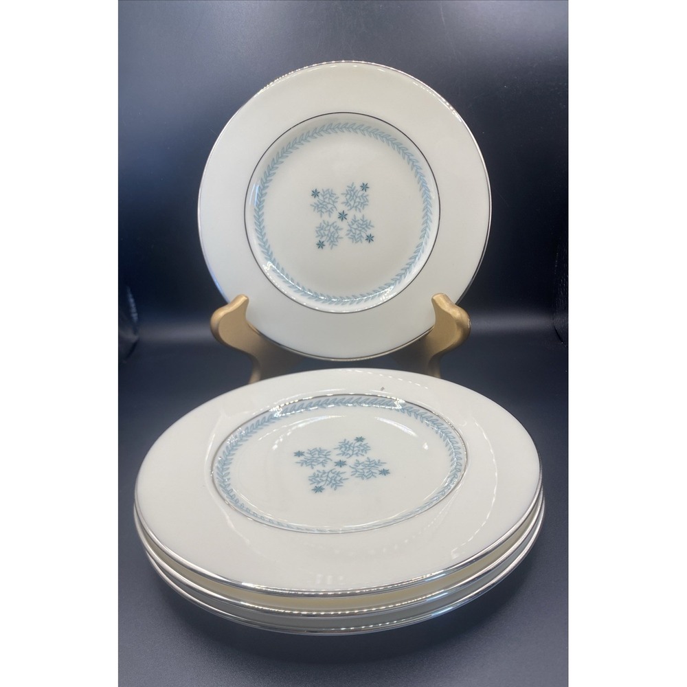 4 Lenox Charmaine MCM Bread/ Dessert Plates Stunning Platinum Rim VTG U. S. A.